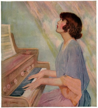Kobieta gra na organach autorstwa French School