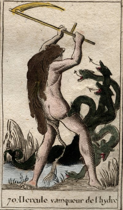 Dzieła Herkulesa: „”Herkules zabijający Hydrę Lernejską”” (Praca Heraklesa, Herkules zabijający Hydrę Lernejską) Z „”Mitologia młodości”” Pierre Blancharda 1803. autorstwa French School
