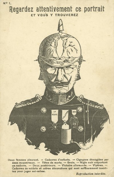 Pocztówka antyniemiecka z I wojny światowej (lito) autorstwa French School
