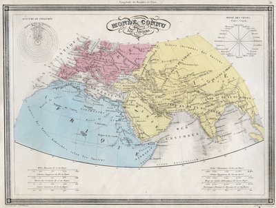 Świat znany ze starożytnych - Tablica wydobyta z „Uniwersalnego Atlasu Geografii Starożytnej i Współczesnej dla Użytkowania Szkół Mieszkalnych” autorstwa Vuillemina - ca. 1845 autorstwa French School