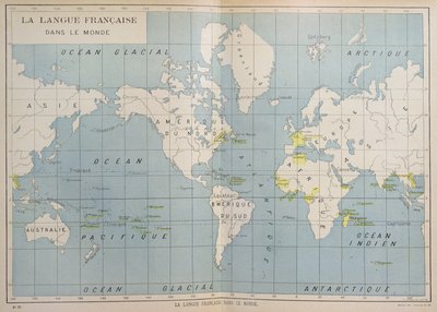 Mapa świata krajów francuskojęzycznych, początek XX wieku autorstwa French School