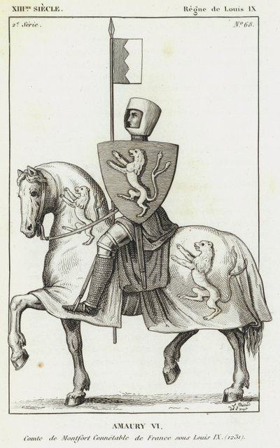 XIII wiek, panowanie Ludwika IX, Amaury VI, hrabiego Montfort Constable Francji pod Ludwikiem IX autorstwa French School