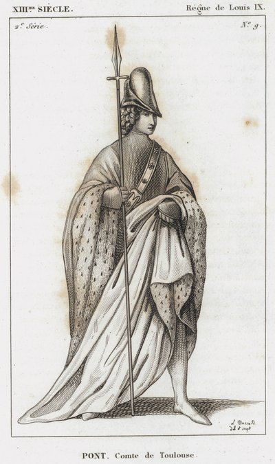 XIII wiek, panowanie Ludwika IX, Pont, hrabia Tuluzy (rycina) autorstwa French School