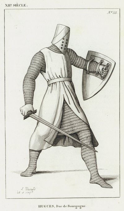 XII wiek, Hugh, książę Burgundii (rycina) autorstwa French School