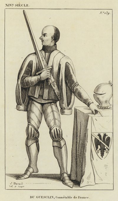 XIV w., Du Guesclin, konstabl Francji (rycina) autorstwa French School