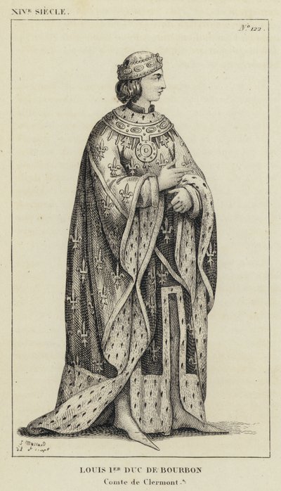 XIV wiek, Ludwik I książę Burbon, hrabia Clermont (rycina) autorstwa French School