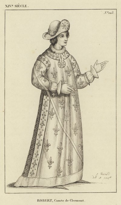 XIV wiek, Robert, hrabia Clermont (rycina) autorstwa French School