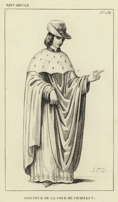 XIV w. Pan Dworu Karola V (rycina) autorstwa French School