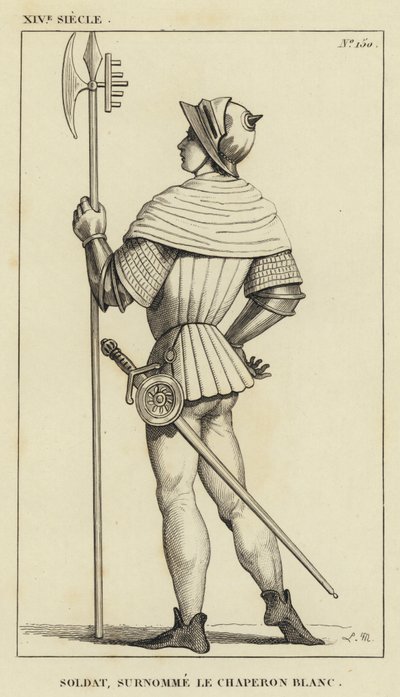 XIV w., Żołnierz, Przydomek Biały Kapturek (rycina) autorstwa French School