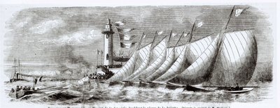 Jachty okrążające latarnię Joliette podczas regat 1864 w Marsylii, z Le Monde Illustre, 17 września 1864 autorstwa French School