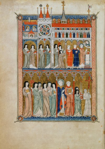 Yates Thompson 11 f.6v Msza z udziałem urzędników z procesją poniżej, ok. 1300 (welum) autorstwa French School
