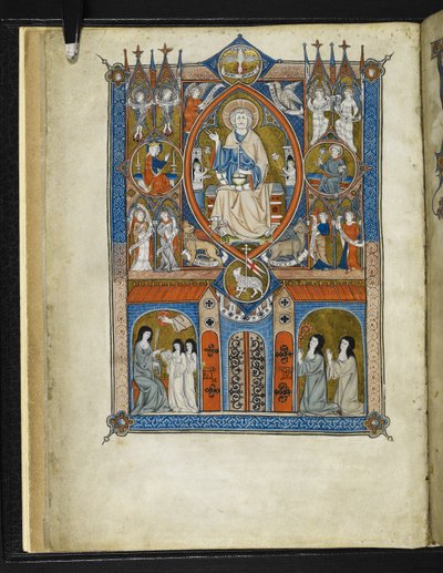 Yates Thompson MS 11 f.1v Idealny stan opactwa Sainte, z „La Sainte Abbaye” Pierre