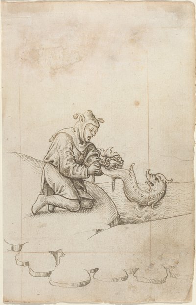 Wiążesz delfina za ogon [fol. 17 recto], ok. 1512-1515 (pióro i czarny tusz na papierze czerpanym) autorstwa French School
