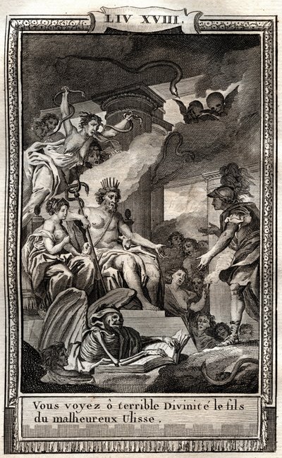 Widzisz o strasznym boskim synu złego Ulissa - rycina Monneta z 1798 r. w „Les Aventures de Telemaque, fils d