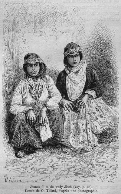 Młode dziewczyny z dzisiejszej Syrii. Podróżuje po Fenicji, Libanie i Judei. 1875-1880 przez Louis Charles Emile Lortet, 1884 autorstwa French School
