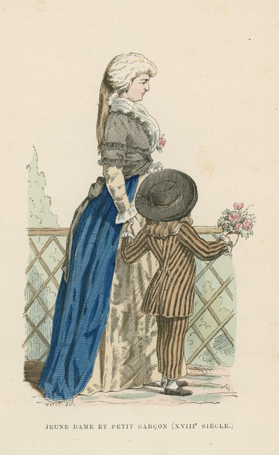 Młoda kobieta i mały chłopiec, XVIII wiek autorstwa French School