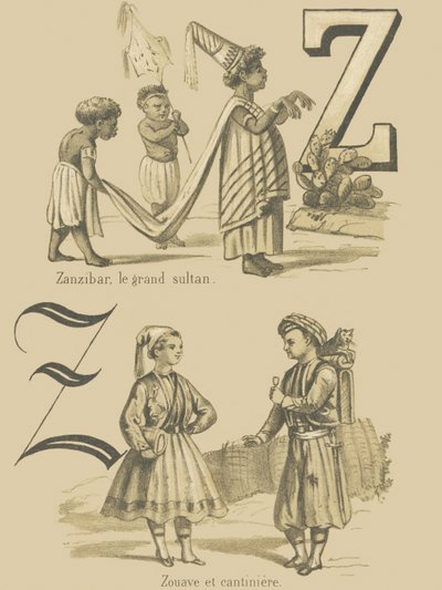 Z: Zanzibar, wielki sułtan/Zuave i cantiniere autorstwa French School