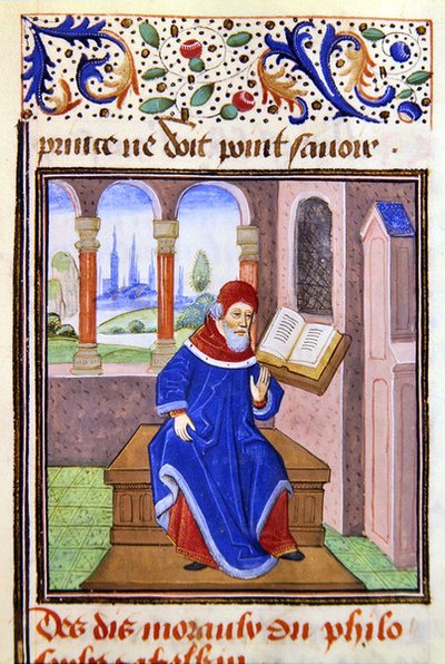 Zaqaquin, z Histoire des Philosophes, koniec XV w. (welum) autorstwa French School