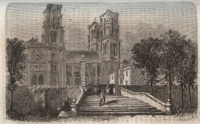 Cathedrale Notre-Dame (Notre Dame) de Laon (1150-1180), Aisne - grawerowanie w „”Historii Francji”” Victora Duruy (1811-1894) - 1882 autorstwa French School