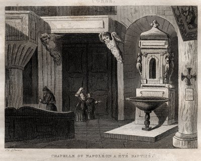 kaplica, w której ochrzczono Napoleona - kaplica ou Napoleon a été baptise - Rycina z „Włoch Malowniczych”” - Malarstwo Historyczno-Opisowe Włoch” autorstwa M. de Norvins, Ch. Nodier 1834-1836. autorstwa French School