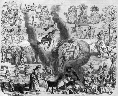 przesądy roku tysiąca: szabat. Grawer w „Histoire des Papes-Rois-Queen and Empereurs a travers les Century” Maurice Lachatre autorstwa French School