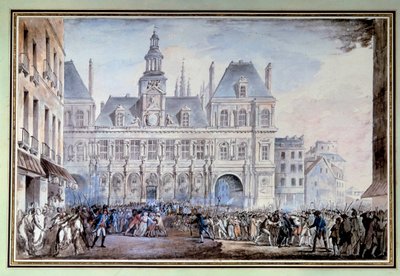 widok na Place de Greve 14 lipca 1789 Place de Greve w Paryżu (obecnie place de l