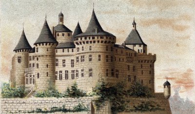 widok na zamek Chastellux (Yonne). autorstwa French School