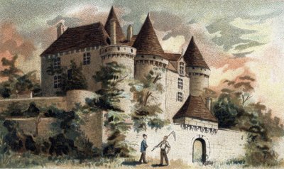 widok na zamek Fenelon w Dordogne. autorstwa French School