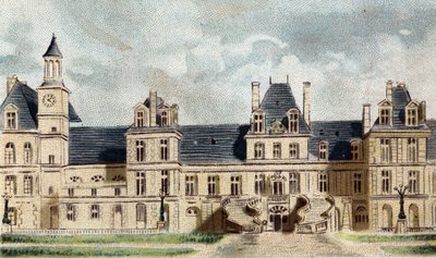 widok na zamek Fontainebleau (Sekwana i Marna). autorstwa French School