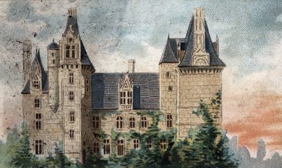 widok na zamek Montigny-le-Ganelon (Montigny le Ganelon) (Eure et Loir). autorstwa French School