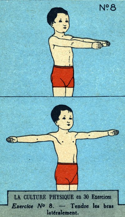 trening, fitness, ćwiczenia ciała, dobry stan zdrowia, zdrowy (chromolitografia) pocz. XX w. autorstwa French School