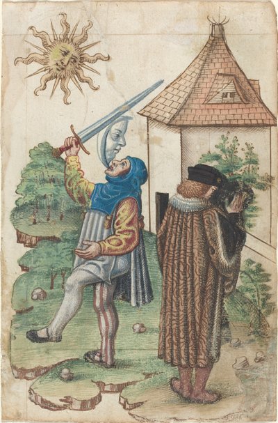„Nie mów przeciwko słońcu” i „Nie kieruj wody w stronę słońca” [fot. 39 odbytu] autorstwa French early 16th Century