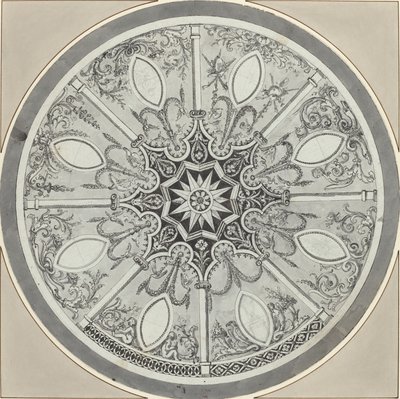 Projekt inkrustowanego okrągłego blatu z alternatywami autorstwa French or Italian 18th Century