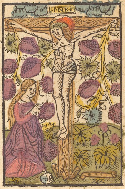 Chrystus na krzyżu z winoroślą autorstwa French or Netherlandish 15th Century