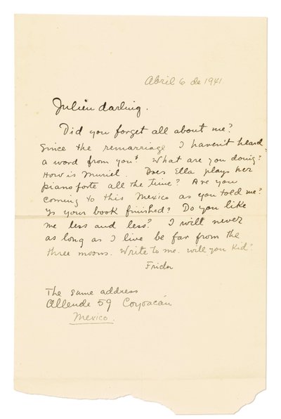 Podpisany autografem list ("Frida") do Juliena [Levy