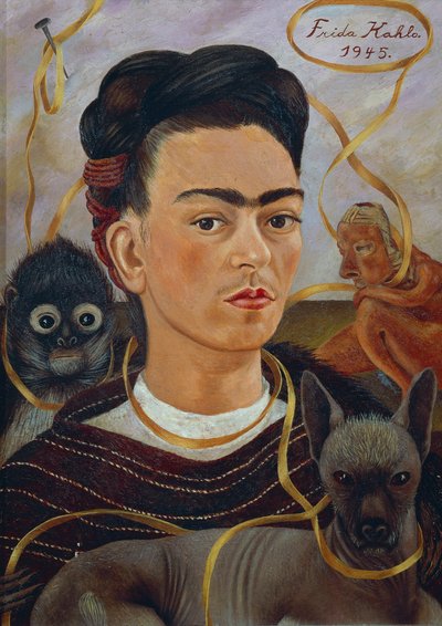 Autoportret z Changuito autorstwa Frida Kahlo