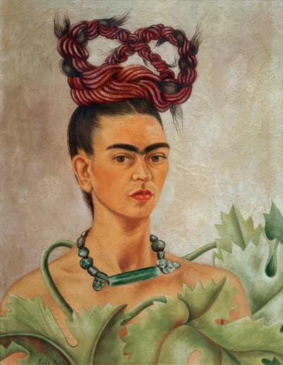 Autoportret z płytą autorstwa Frida Kahlo