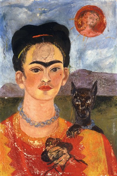 Autoportret z Diego na mojej klatce piersiowej; Autoretrato con Diego en mi Pecho, ok. 1953-54 (olej na masonicie) autorstwa Frida Kahlo