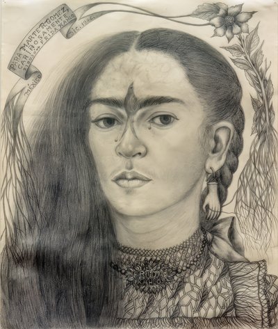Autoportret z dedykacją dla Marte R. Gómez autorstwa Frida Kahlo