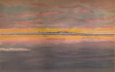 Zachód słońca na północnym wybrzeżu Azji, na północ od ujścia Chatanga, 1893, 1897 autorstwa Fridtjof Nansen