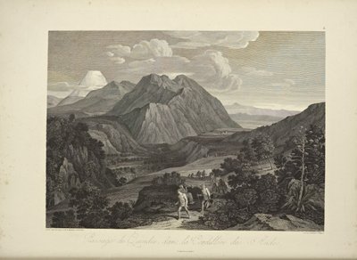 Przejście Quindiu, w Kordylierach Andów, rys. Kocha, ilustracja z „Widoki Kordylierów i pomników ludów tubylczych Ameryki” Aleksandra von Humboldta i Aime Bonplanda autorstwa Friedrich Alexander Baron von (after) Humboldt