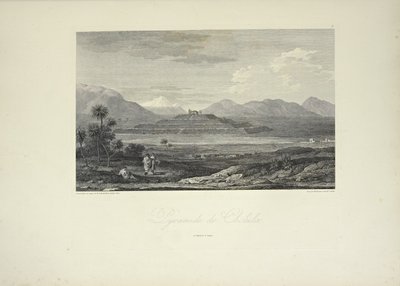 Piramida Choluli, rys. Gmelin, ilustracja z „Widoków Kordylierów i pomników rdzennych ludów Ameryki” autorstwa Alexandra von Humboldta i Aime Bonplanda autorstwa Friedrich Alexander Baron von (after) Humboldt