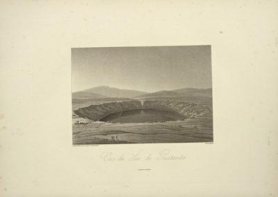 Widok na jezioro Guatavita, rysowany przez Thibauta, rytowany przez Bouqueta, ilustracja z „Widoki Kordylierów i pomników ludów rdzennych Ameryki” autorstwa Alexandra von Humboldta i Aime Bonplanda autorstwa Friedrich Alexander Baron von (after) Humboldt