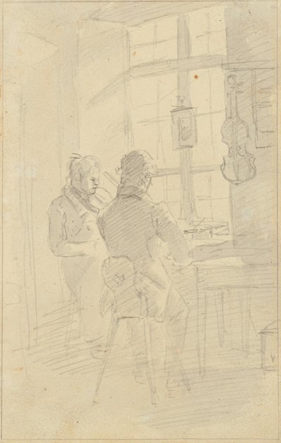 Dwóch mężczyzn grających na skrzypcach autorstwa Friedrich August Mathias Gauermann