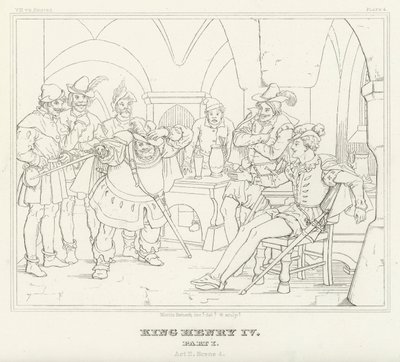 Król Henryk IV, część I, akt II, scena 4 (rycina) autorstwa Friedrich August Moritz Retzsch