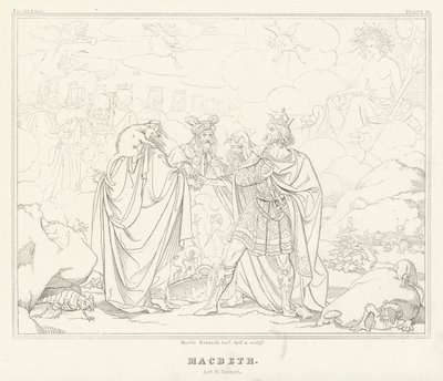 Makbet, akt IV, scena 1 (rycina) autorstwa Friedrich August Moritz Retzsch