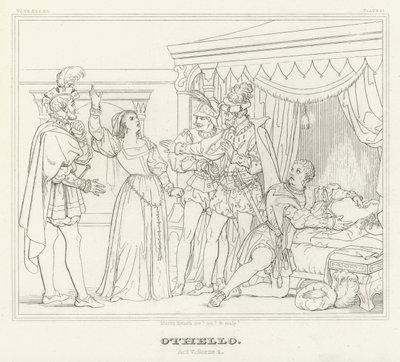 Otello, akt V, scena 2 (rycina) autorstwa Friedrich August Moritz Retzsch
