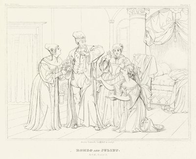 Romeo i Julia, akt III, scena 5 (rycina) autorstwa Friedrich August Moritz Retzsch