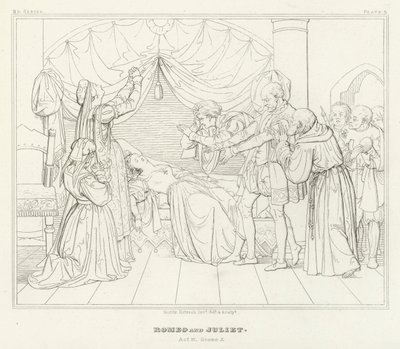 Romeo i Julia, akt IV, scena 5 (rycina) autorstwa Friedrich August Moritz Retzsch