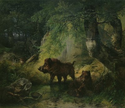 Dzik i Wilk autorstwa Friedrich Gauermann